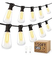 MGVIH Outdoor String Led Patio Lights - 150Ft 45M Outside Waterproof Light ST38 Shatterproof Bulb...