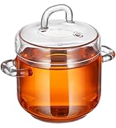 HEMOTON Clear Glass Saucepan with Cover 350ML Glass Pot for Cooking Simmer Pot Borosilicate Glass...
