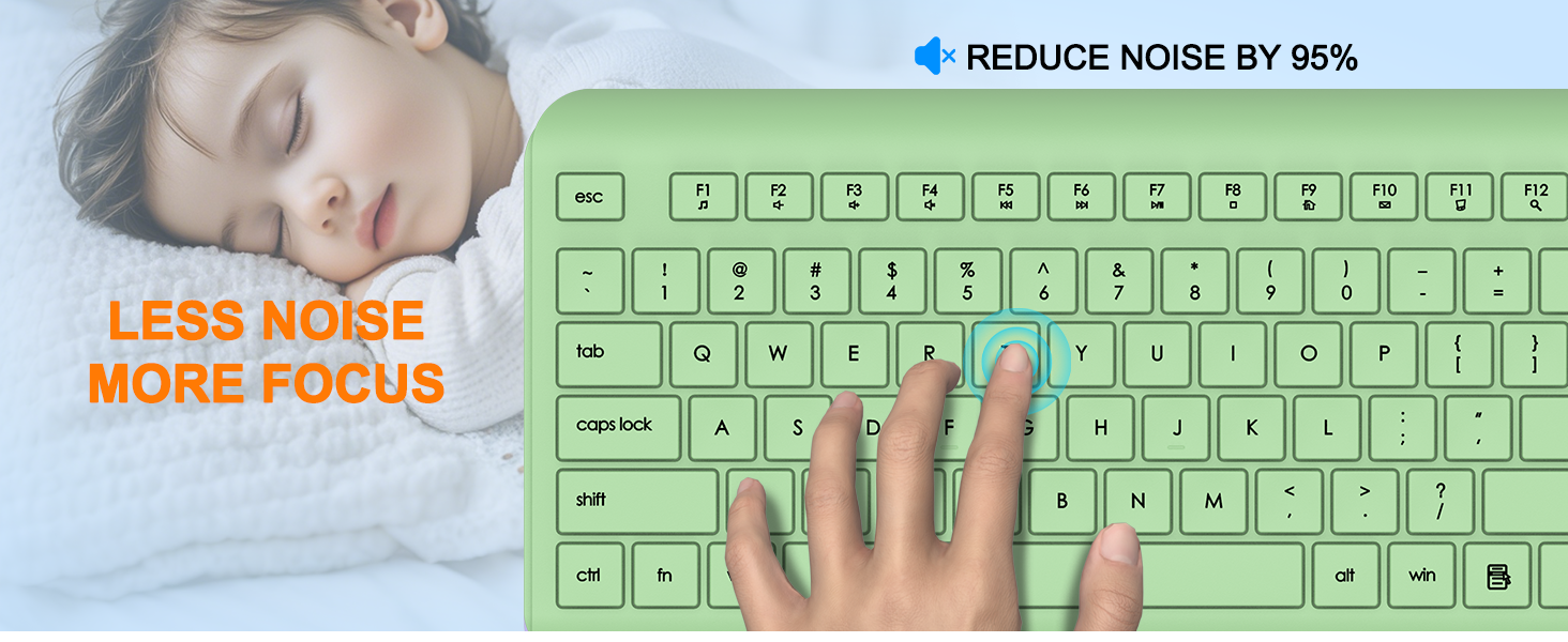 Wireless Keyboard and Mouse Combo, Full Size Silent Ergonomic Keyboard Mouse