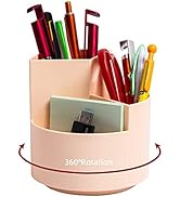 Desk Pencil Pen Holder, 3 Slots 360-Degree Spinning Pencil Pen Desk Organizers, Desktop Storage P...