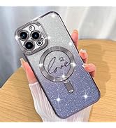 ZIYE Magnetic Case Designed for iPhone 13 Pro Max Glitter Case Luxury Plating Love Heart Compatib...