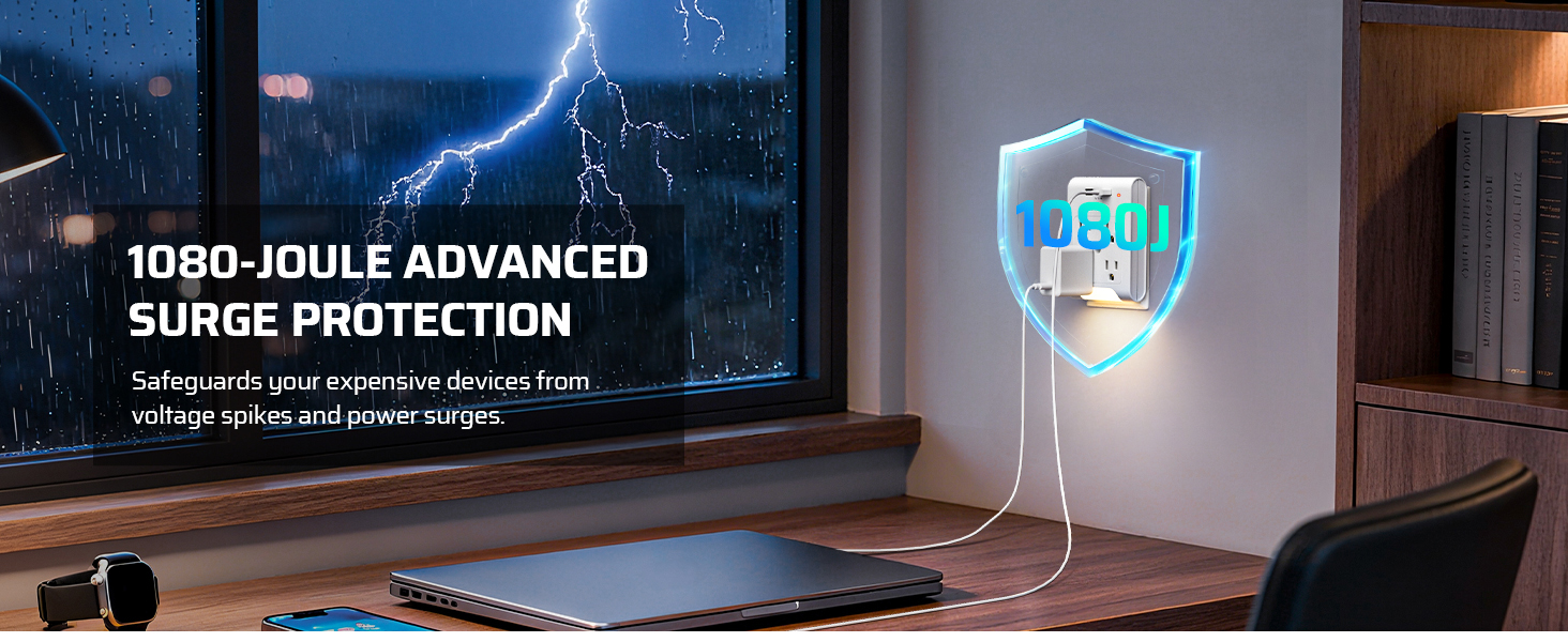 DEWENWILS 1080-Joule Advanced Surge Protection