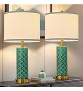 bdayanx Set of 2 Table Lamp for Living Room Bedroom Farmhouse,26'' Touch Control Bedroom Turquois...