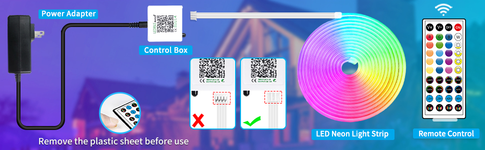 32.8ft Led Neon Strip light Connection diagram