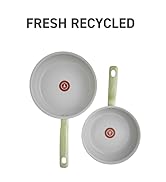 T-fal Recycled Ceramic Nonstick Cookware Set 2 Piece Oven Safe 350F Pots and Pans, Cookware Green