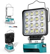 Ecarke LED Work Light Compatible with Makita Battery, Flood Lights with USB &amp; Type-C Charging, 70...