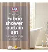 Clorox Bathroom Shower Curtain with Waterproof Lightweight PEVA Liner Set, Standard Size for Bath...