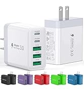 [2-Pack] USB C Wall Charger, 60W Fast USB C Charger Block, 5-Port PD Power Adapter + QC Wall Plug...