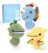 Crochet Kit for Beginners Adults - 3pcs Dinosaur Starters Crochet Kit, Beginners Crocheting Kitti...