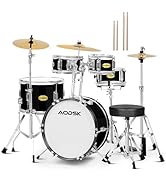 AODSK Kid Drum Sets 5-Piece for Beginners, 14 inch Full Size Complete Drum Kit with Adjustable Th...