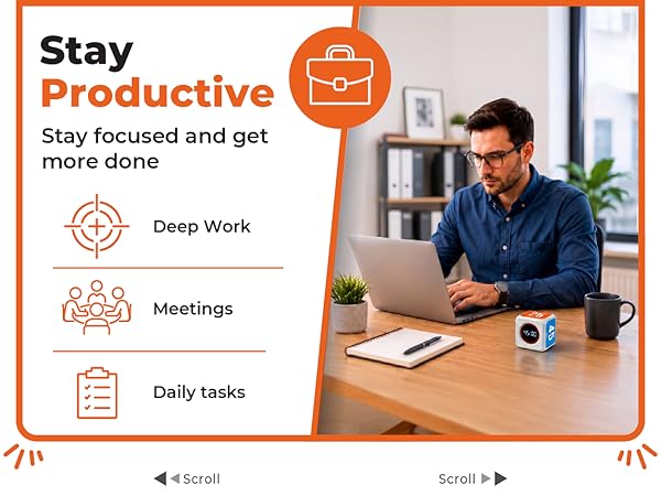 Visual timer for productivity, focus, deep work, meetings, daily tasks, time management