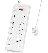 HITRENDS Surge Protector Power Strip 6 Outlets with 6 USB Charging Ports, USB Extension Cord, 162...