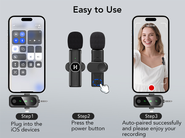HEHOTTC 3 in 1 Mini Wireless Lavalier Microphone for All Devices