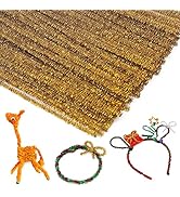 100 Pieces Pipe Cleaners Chenille Stem, Glitter Gold Craft Pipe Cleaners,DIY Craft Fuzzy Sticks,P...