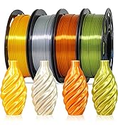 1.75mm Silk Shiny PLA 4 Metal Colors Bundle Pack: Shiny Metallic God/Silver/Copper/Bronze, Each S...