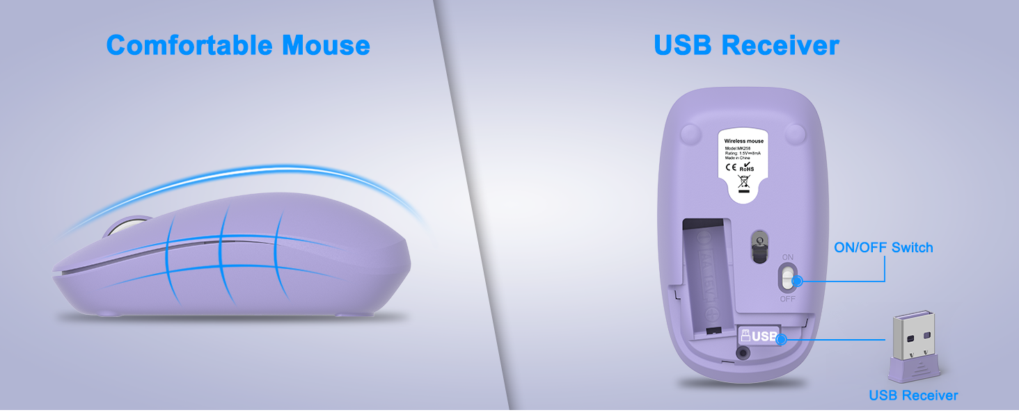 Wireless Keyboard and Mouse Combo, Full Size Silent Ergonomic Keyboard Mouse