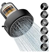 Filtered Shower head for Healthier Hair &amp; Skin – Removes Chlorine &amp; Heavy Metals,6 Mode Settings ...