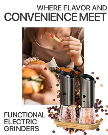 Gravity Electric Salt and Pepper Grinder Set with Bamboo Base LED Light Salt and Pepper Shakers
