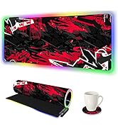 AIMSA Large RGB Gaming Mouse Pad, Keyboard Mousepad Led Extended 35.4 x 15.8 inch Non-Slip Rubber...