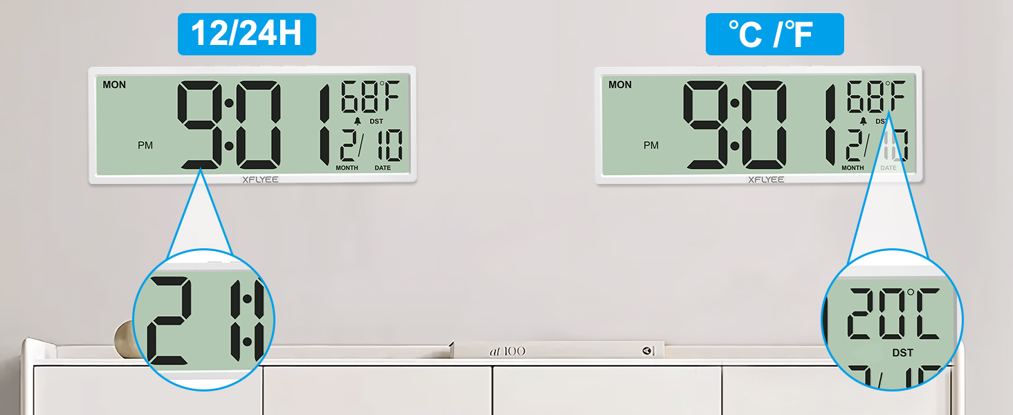 large digital clock battery operated