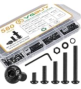 VGBUY 580Pcs M4 Screw Kit, Black M4 Screws Bolts, 6/8/12/16/20/25/30mm Metric Button Head Cap Scr...