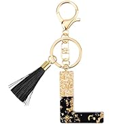 Suweibuke Fashion Black Key Chains for Women Girls, Initial Letter Keychains with Tassel, Charms ...