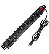 BTU Power Strip Surge Protector Rack-Mount PDU, 12 Outlet Power Strip with Switch, Metal Mountabl...