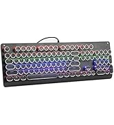 E-YOOSO Wired Mechanical Keyboard with Backlit, Blue Switch, Retro Typewriter Gaming Keyboard, Li...