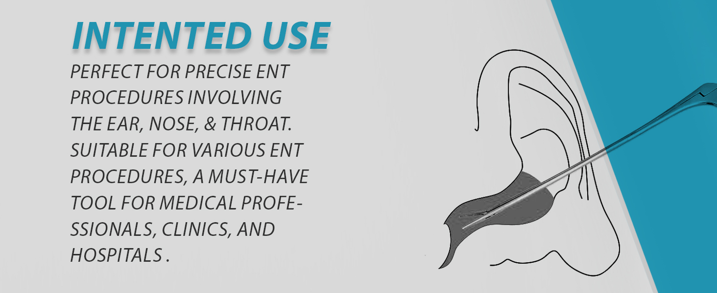 Diagram showing alligator ear forceps entering the human ear canal.