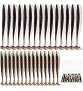 Vhxmaizxn 30pcs Soft Plastic Fishing Lures Paddle Tail Swimbaits Soft Baits Lure for Bass Crappie...