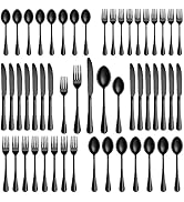 60 Pcs Black Silverware Set, Stainless Steel Serving Sets Service for 12, Mirror Polished Serving...