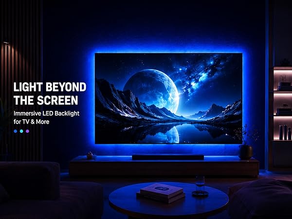 TV LED backlight glowing behind a television for a stunning viewing experience.