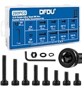 DFDU 280PCS M6 Hex Socket Head Cap Screw Kit 12.9 Alloy Steel for DIY 3D RC | Black Zinc Plated B...