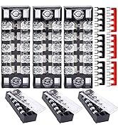 Terminal Blocks 5 Position 12PCS 6 Set, Dual Row Buss Bar Wire Terminal 600V 15A, Screw Terminal ...