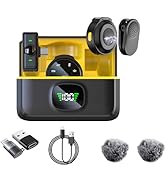 2 Pcs Professional Wireless Lavalier Microphone for iPhone iPad Android with Adapter Included Noi...