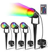 LemonBest Landscape Lighting - 6W RGB Color Changing Halloween Landscape Lights 120V Christmas Ou...