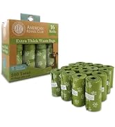 AKC Dog Poop Bags - EXTRA THICK Leak Proof Pet Waste Bags - 16 Refill Rolls - Fresh Scent - 240 C...