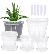 Barafat 32Pcs Orchid Pot with Holes Plastic Pots for Plants with Trays 4/5/6/7 inch Clear Nursery...