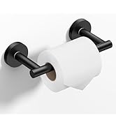 HITSLAM Toilet Paper Holder Wall Mount Matte Black, Double Post Pivoting Toilet Paper Roll Holder...