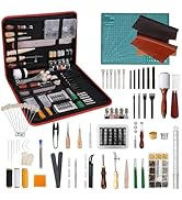 386 pcs Advanced Leather Sewing Tools and Supplies with Carrying Organizer Cutting Mat Stamping T...