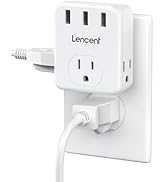 LENCENT Multi Plug Outlet Extender, 3 Outlets Splitter with 3 USB, Wall Charger, 3-Side Widely Sp...