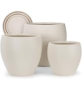 YNNICO Plant Pots 17.5/14.8/12.2 inch Set of 3, Flower Pots with Drainage Holes, Large Planters f...