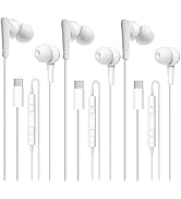 3 Pack of USB C Headphones Type Cored Earphones HiFi Stereo Wired Earbuds Magnetic Noise Cancelin...