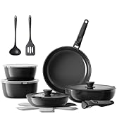 Redchef 16pcs Ceramic Pots and Pans Set Non Stick, Nonstick Kitchen Cookware Set with Detachable ...