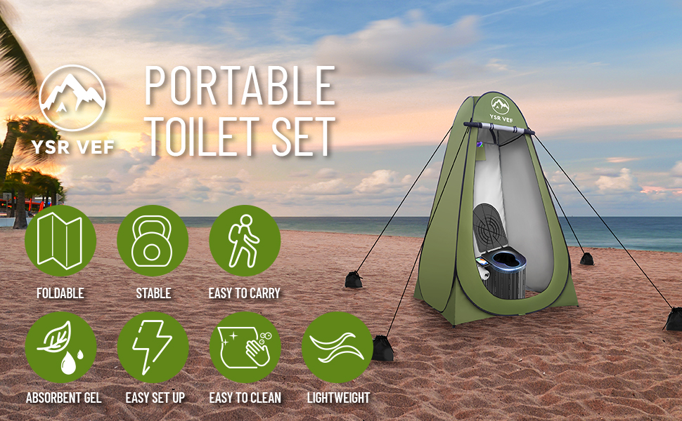 Camping Toilet with Pop-Up Privacy Tent