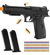 DaoDaoZhu Soft Bullet Toy Gun Shell Ejecting with 50 Bullets, Black Toy Guns for Boys, Toy Pistol...