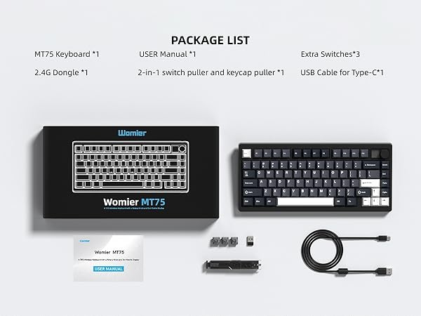 75% Wireless Mechanical Gaming Keyboard Bluetooth 5.0/2.4GHz/USB C Thocky Creamy Keyboard