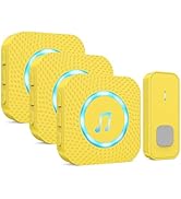 SURFOU Wireless Doorbell with 1 Button 3 Receivers,Door Bell,1300FT/400M Ultra-Long Range,55 Chim...