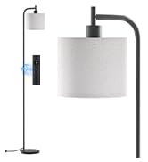 SIBRILLE Floor Lamp with Linen Shade, Dimmable Tall Standing Lamp with Remote Control &amp; 3 Color T...