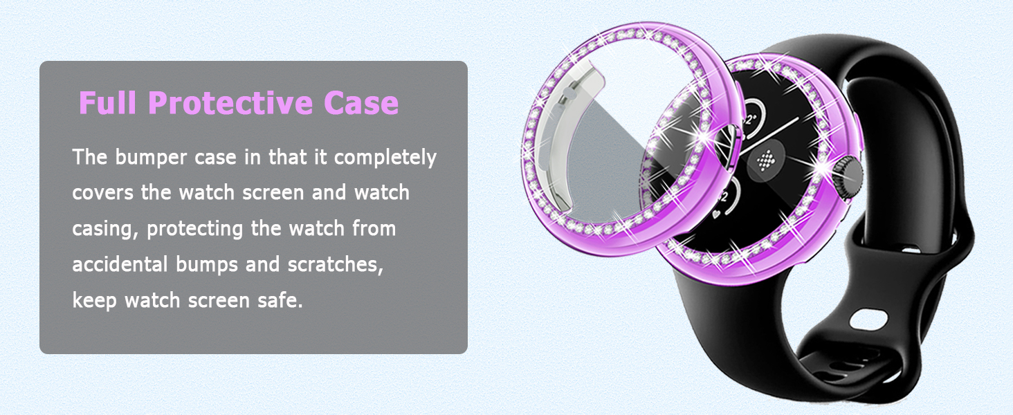 Bling Case for Google Pixel Watch 2 (2023) / Pixel Watch 41mm, Diamonds Screen Protector 